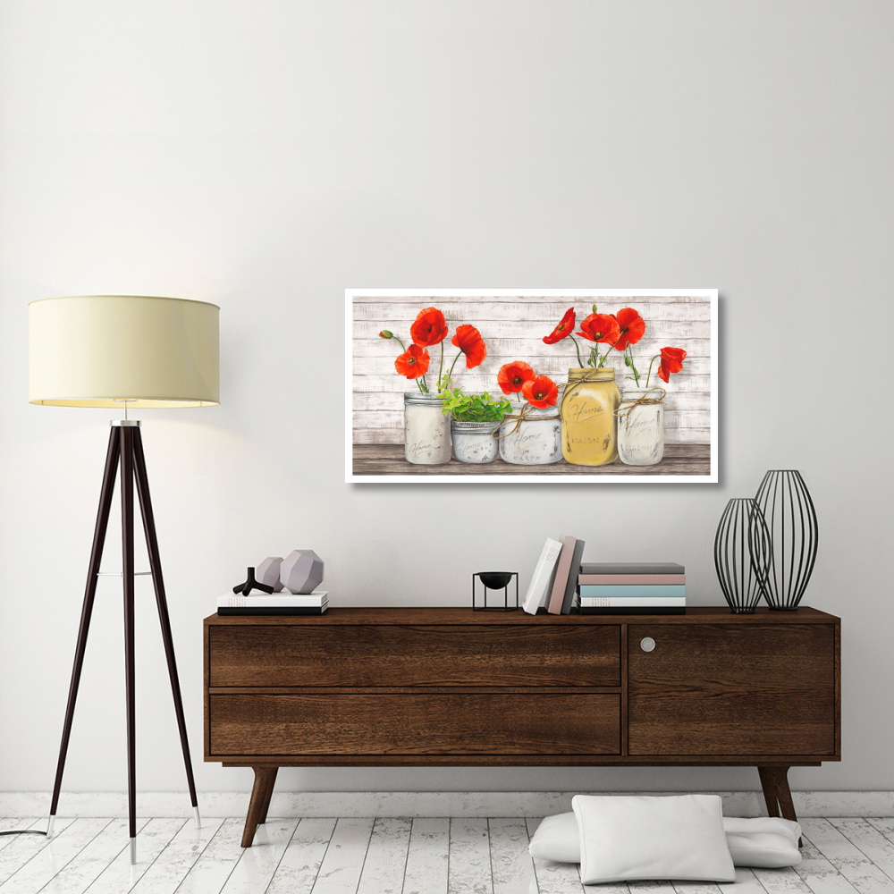 Poppies in Mason Jars-Paper Art-50&quotx26"