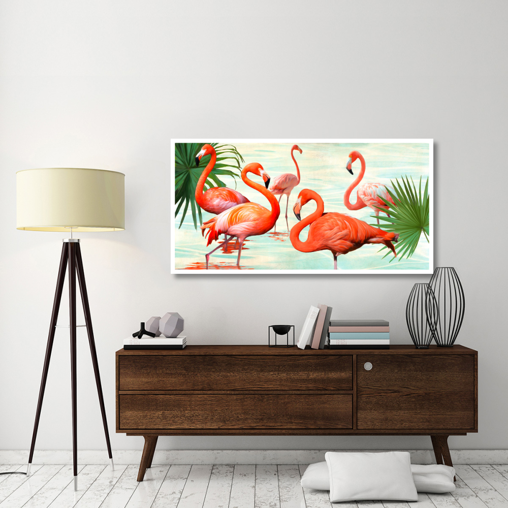 Flamingos-Paper Art-62&quotx32"
