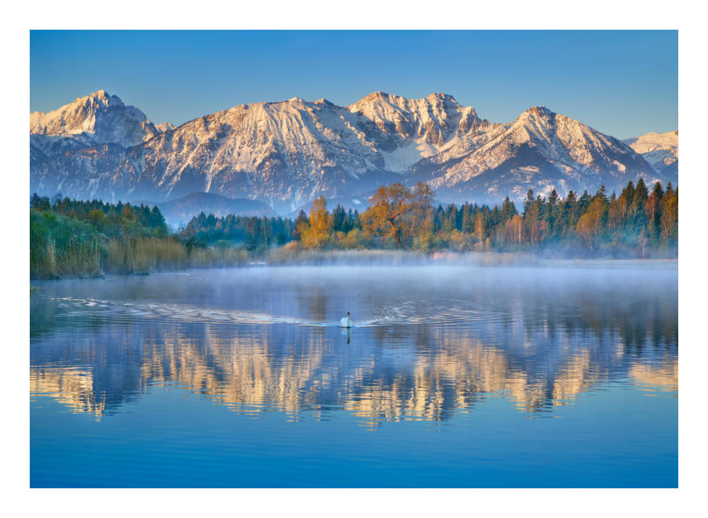 Allgaeu Alps and Hopfensee lake, Bavaria, Germany-Paper Art-24"x18"