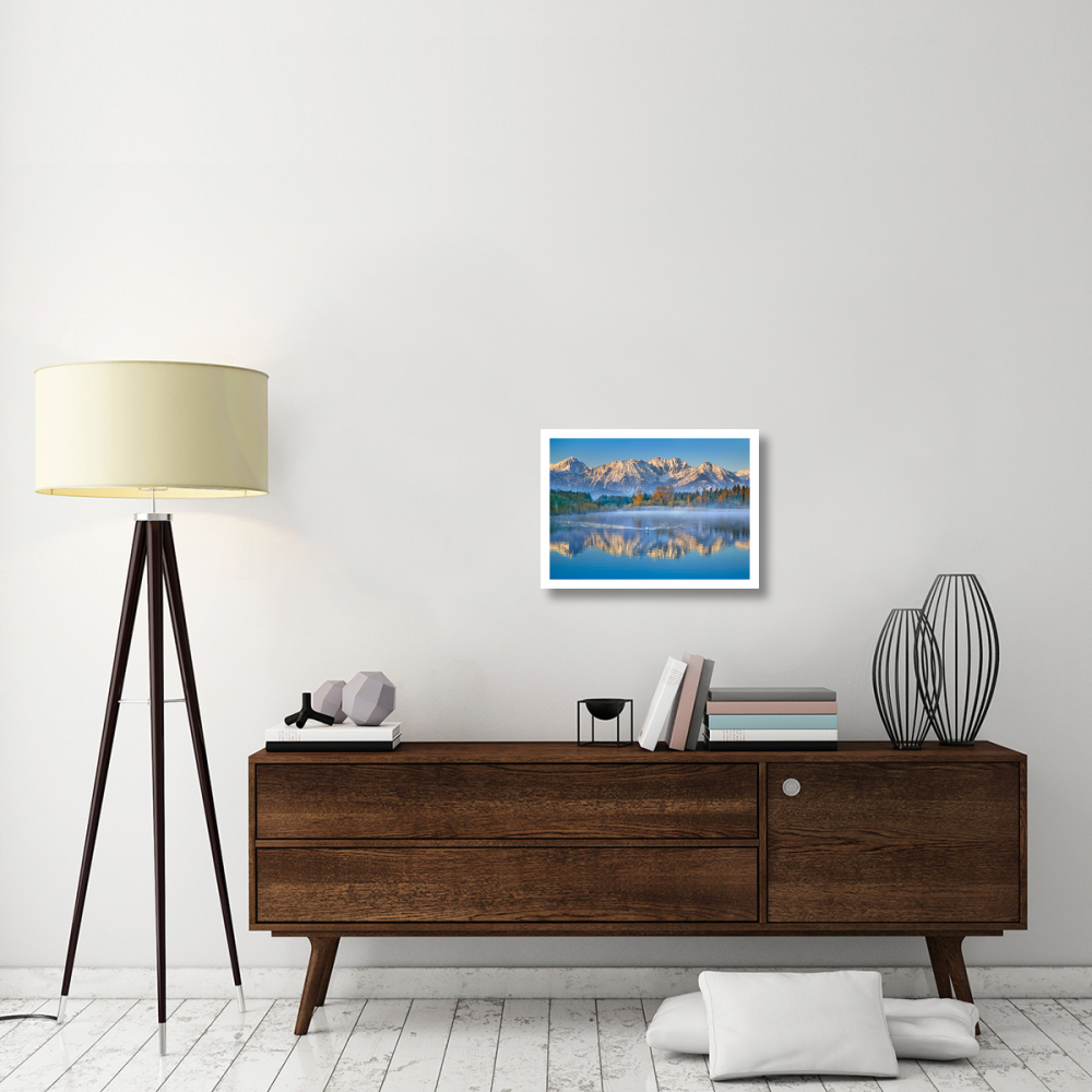 Allgaeu Alps and Hopfensee lake, Bavaria, Germany-Paper Art-24&quotx18"