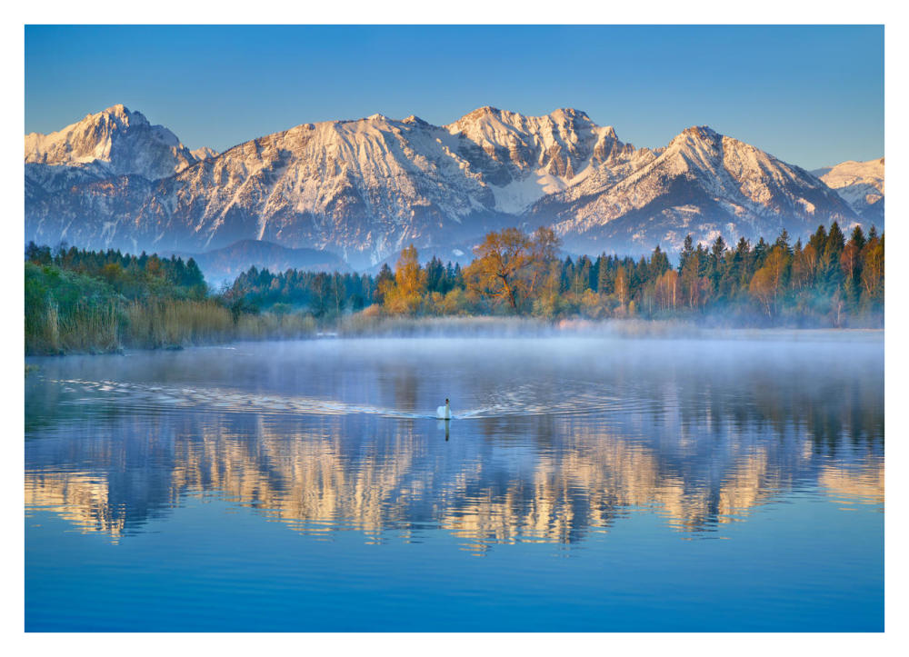 Allgaeu Alps and Hopfensee lake, Bavaria, Germany-Paper Art-38"x28"