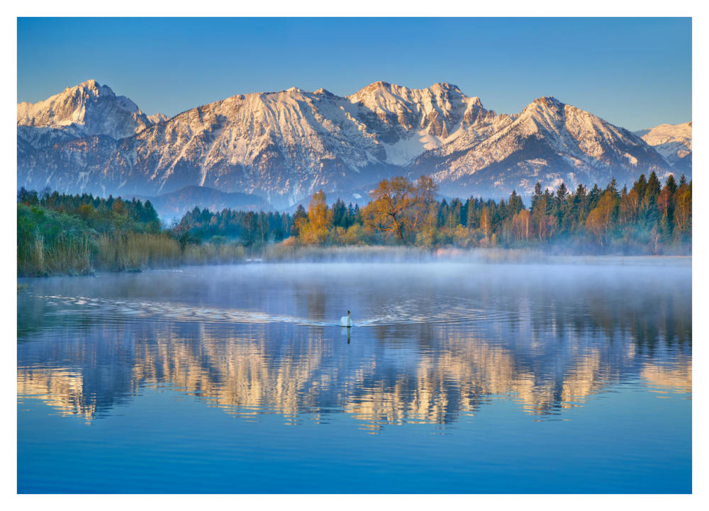 Allgaeu Alps and Hopfensee lake, Bavaria, Germany-Paper Art-42"x30"