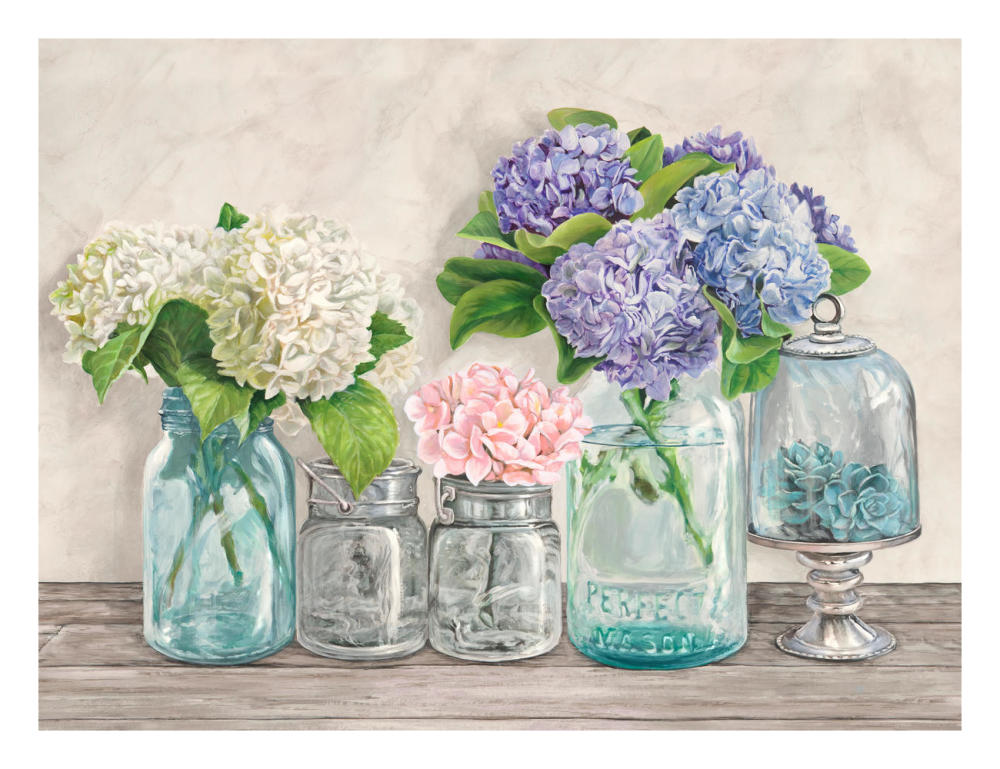 Flowers in Mason Jars (detail)-Paper Art-26"x20"