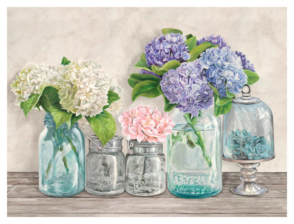 Flowers in Mason Jars (detail)-Paper Art-42"x32"