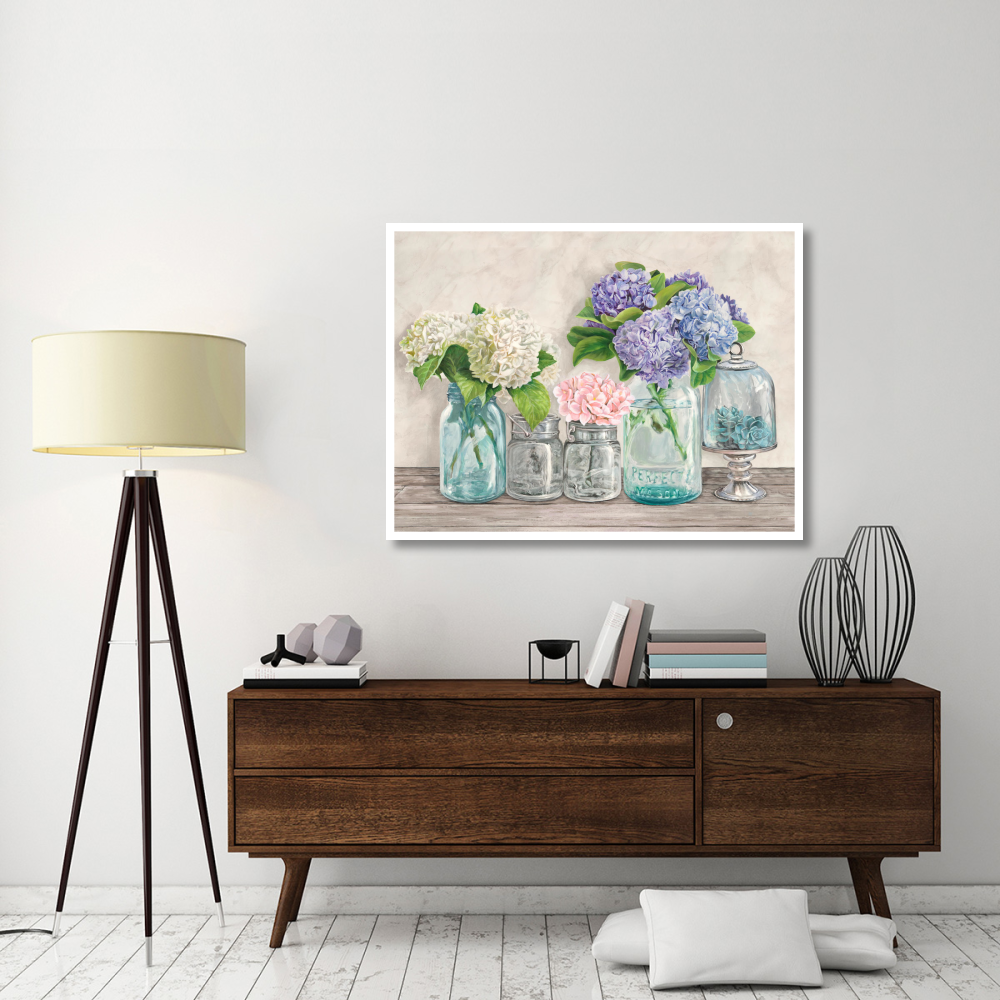 Flowers in Mason Jars (detail)-Paper Art-50&quotx38"