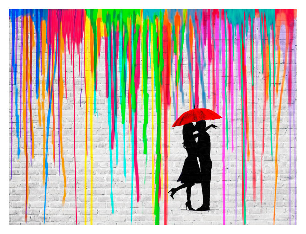 Romance in the Rain-Paper Art-34"x26"