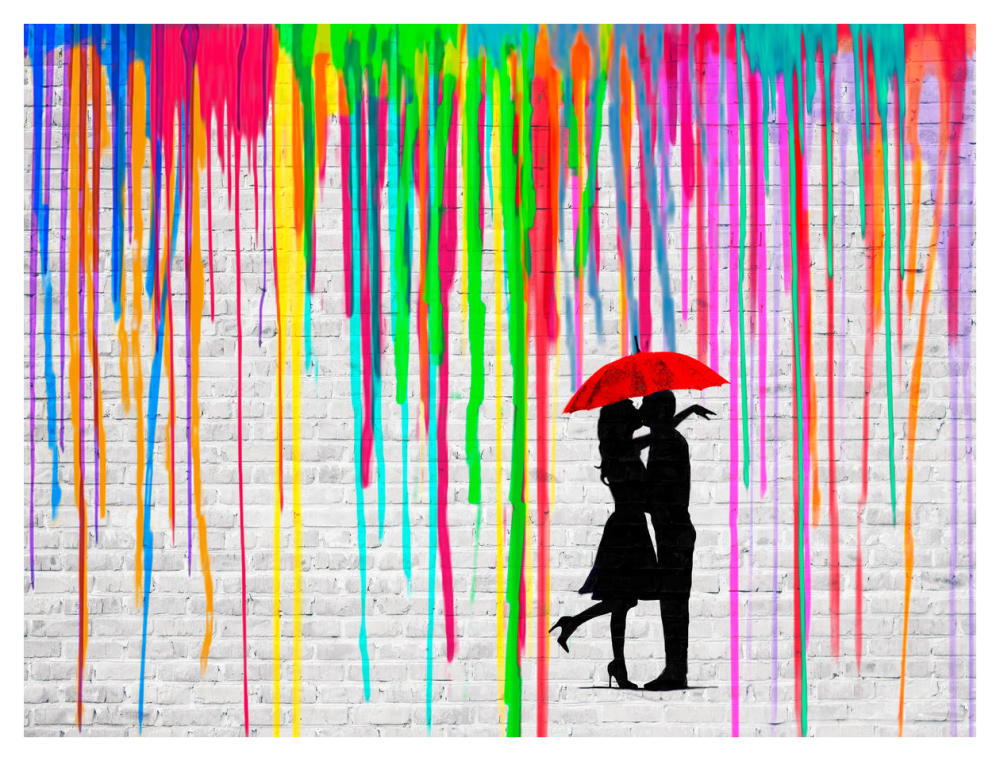 Romance in the Rain-Paper Art-42"x32"
