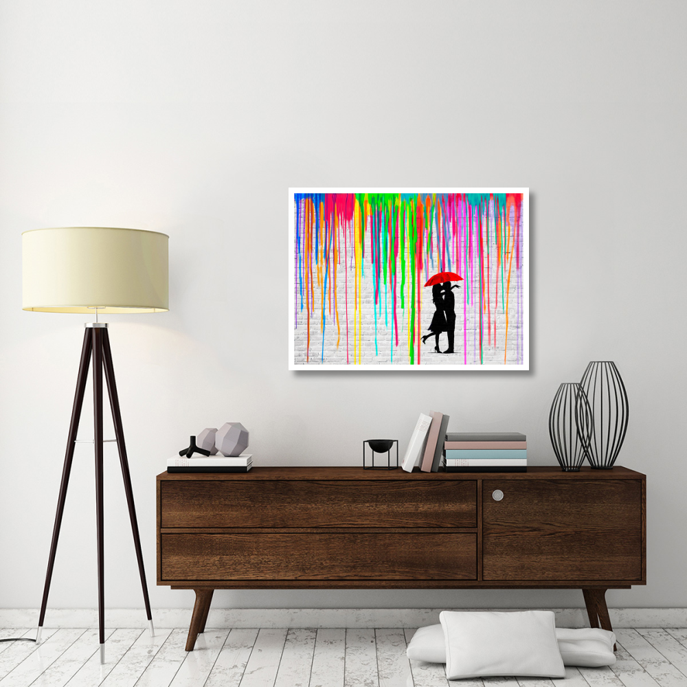 Romance in the Rain-Paper Art-42&quotx32"