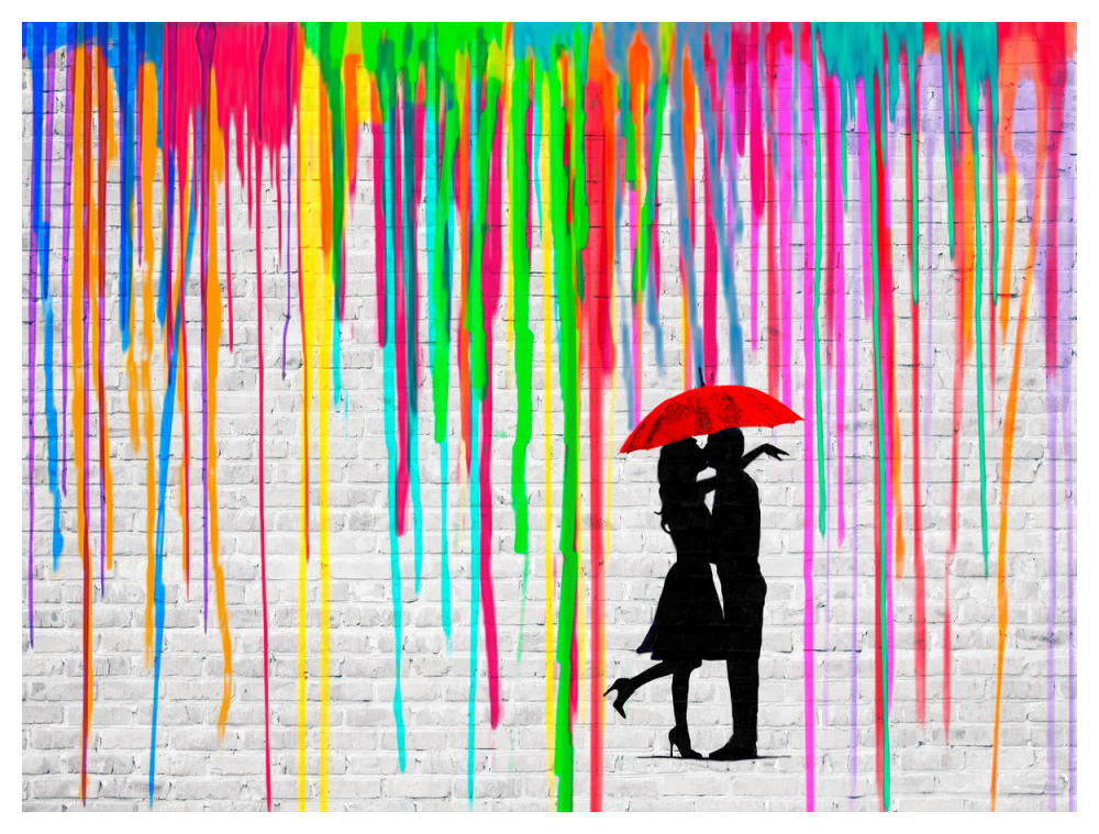 Romance in the Rain-Paper Art-50"x38"