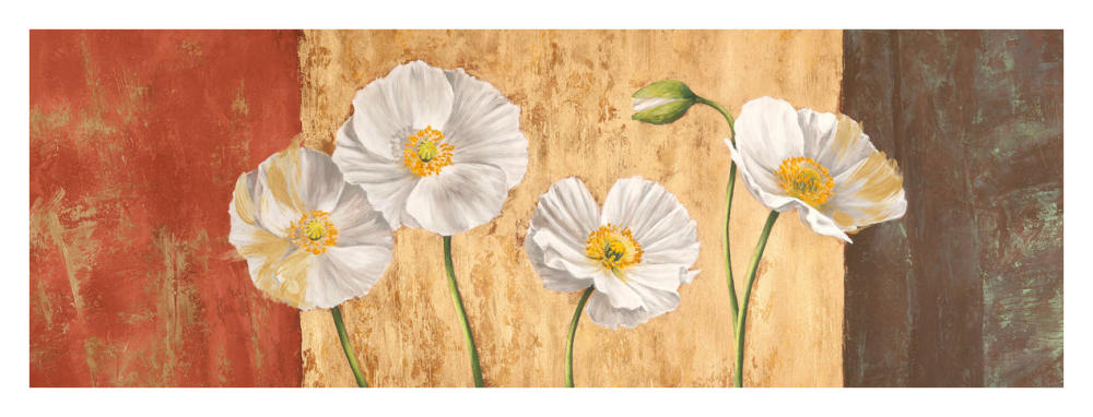 Poppies on Smooth Background-Paper Art-38"x14"