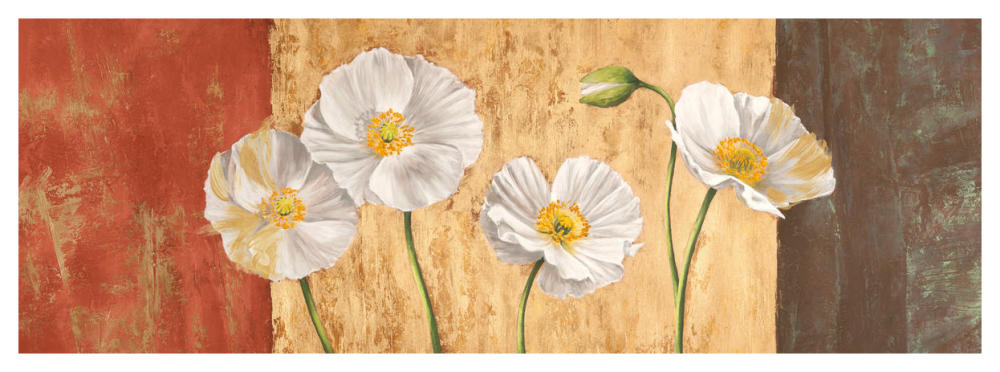 Poppies on Smooth Background-Paper Art-56"x20"