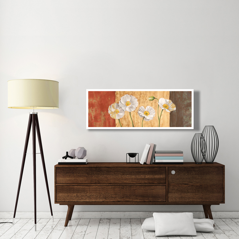 Poppies on Smooth Background-Paper Art-56&quotx20"