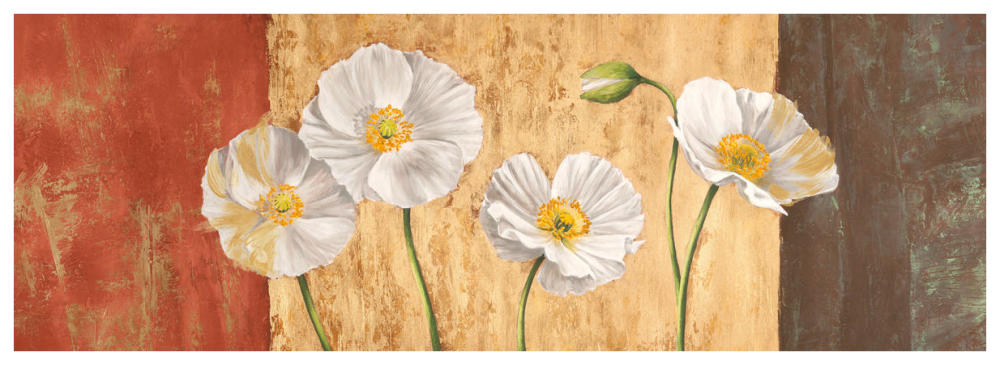 Poppies on Smooth Background-Paper Art-74"x26"