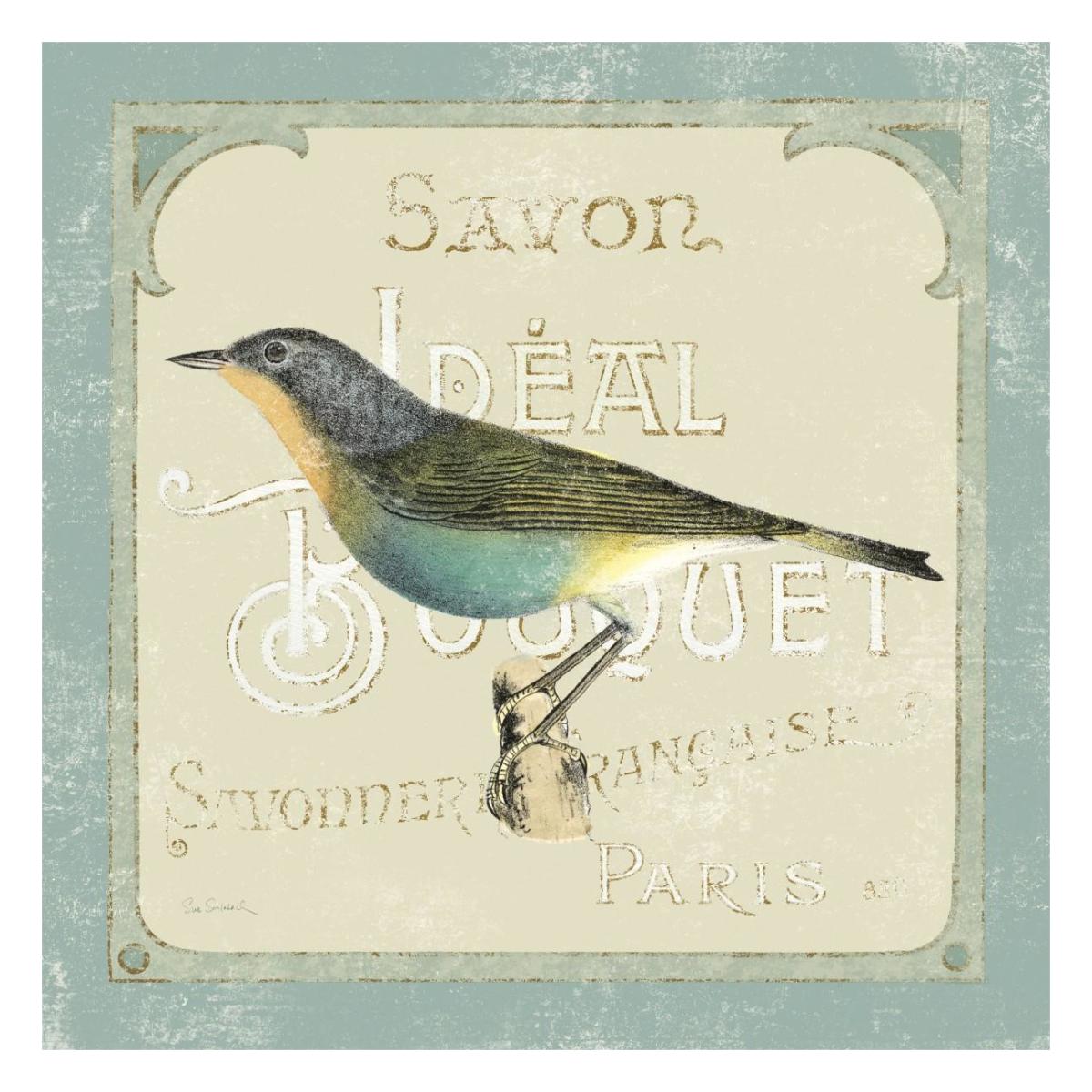 Parisian Bird II -Paper Art-26"x26"