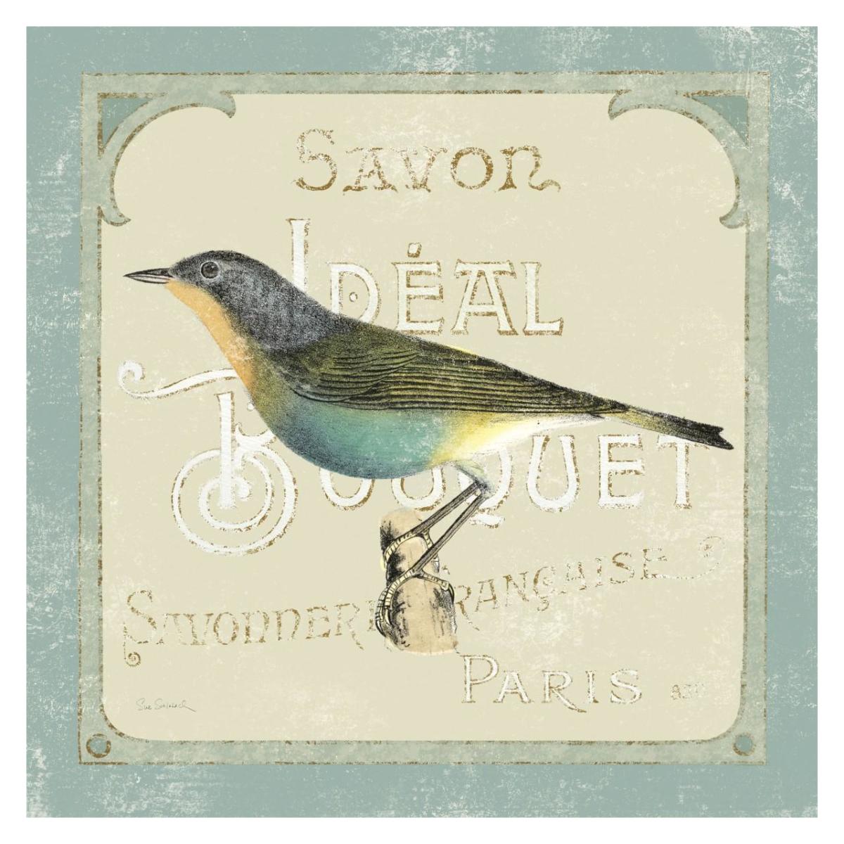 Parisian Bird II -Paper Art-32"x32"