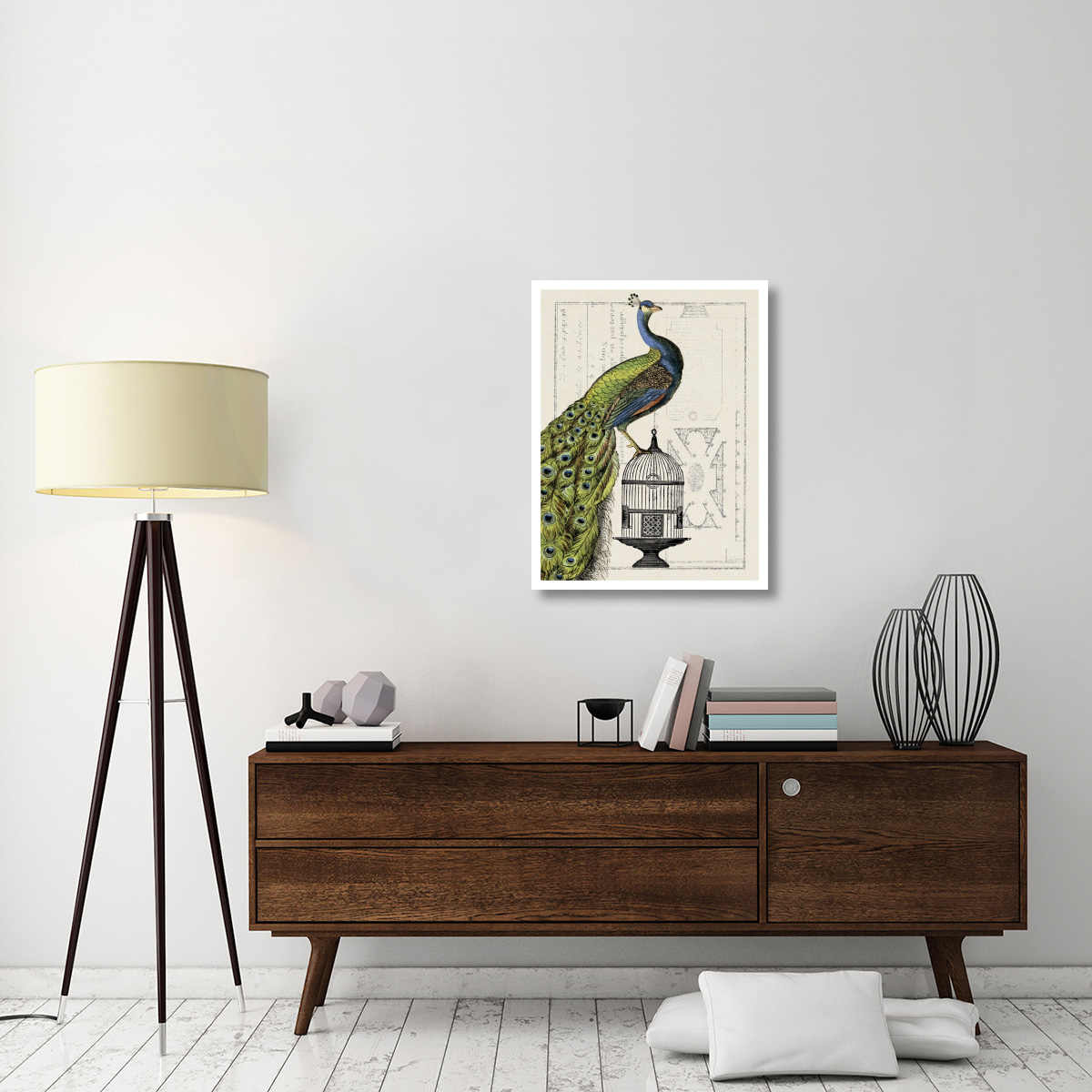 Peacock Birdcage I -Paper Art-26&quotx34"