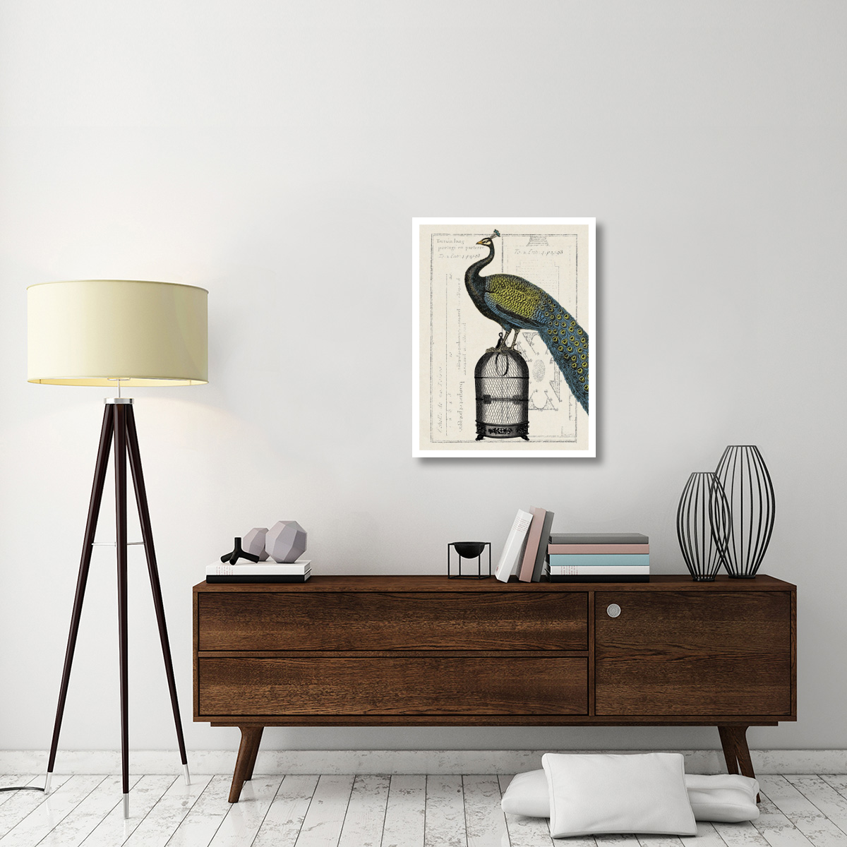 Peacock Birdcage II -Paper Art-26&quotx34"