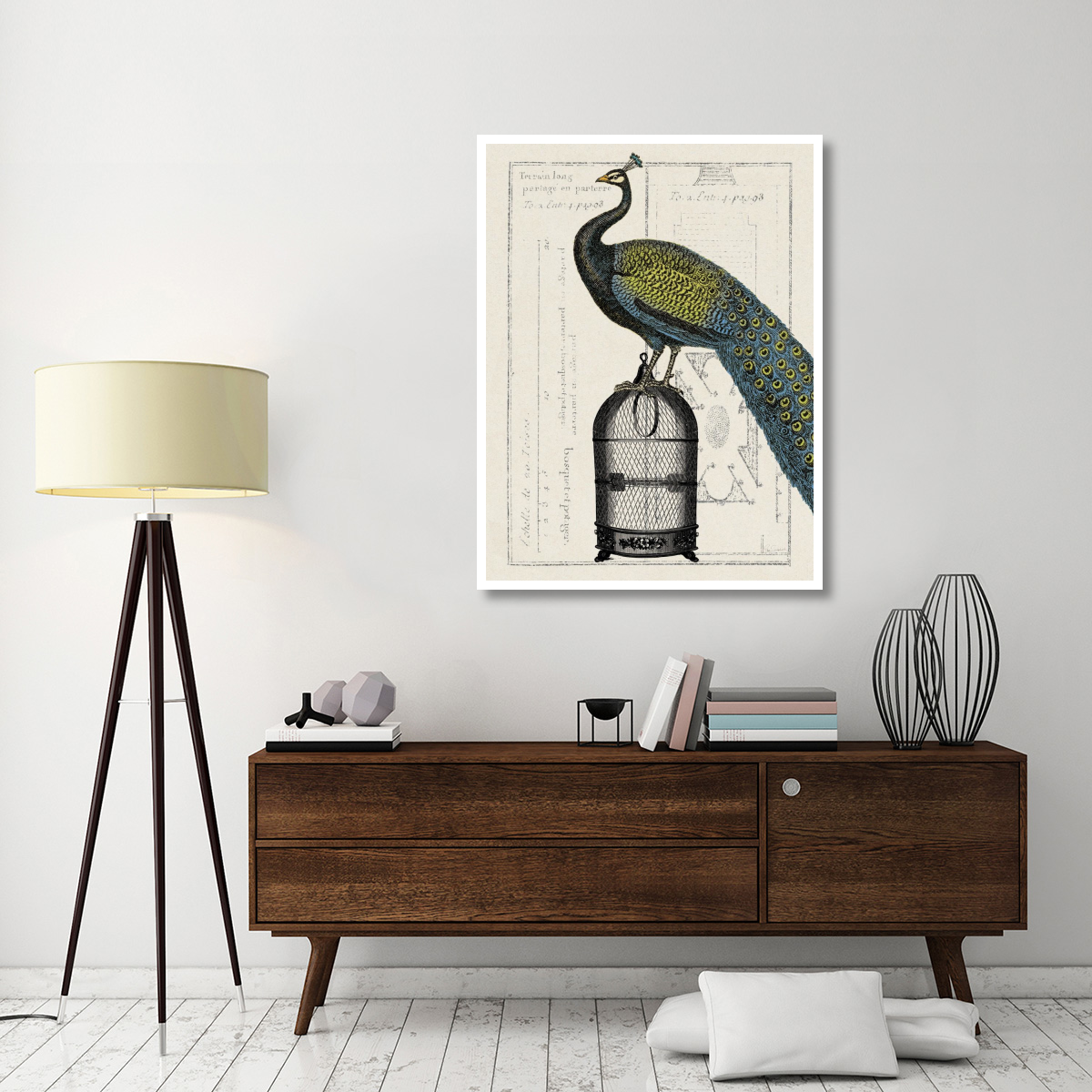 Peacock Birdcage II -Paper Art-38&quotx50"