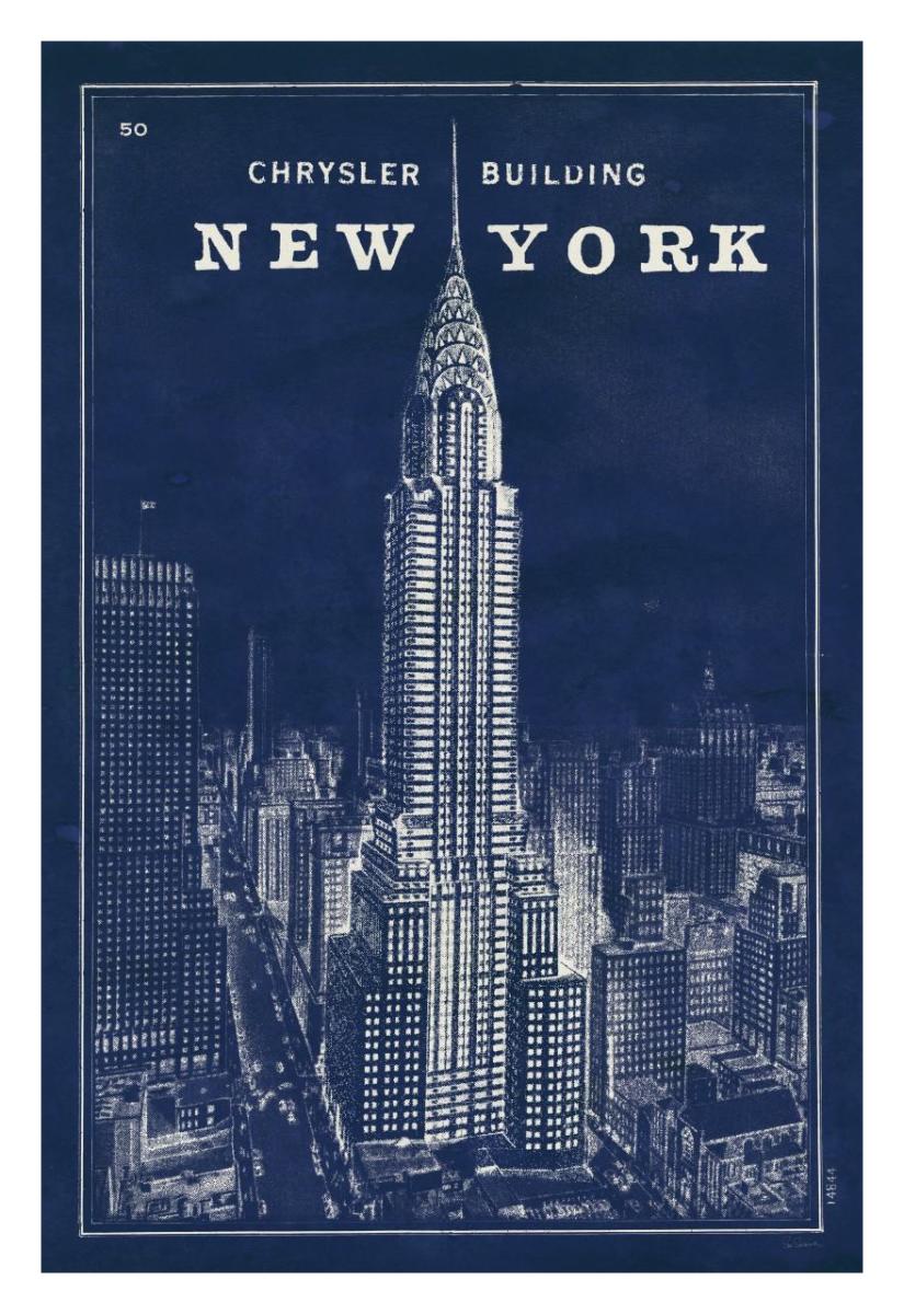 Blueprint Map New York Chrysler Building -Paper Art-22"x32"