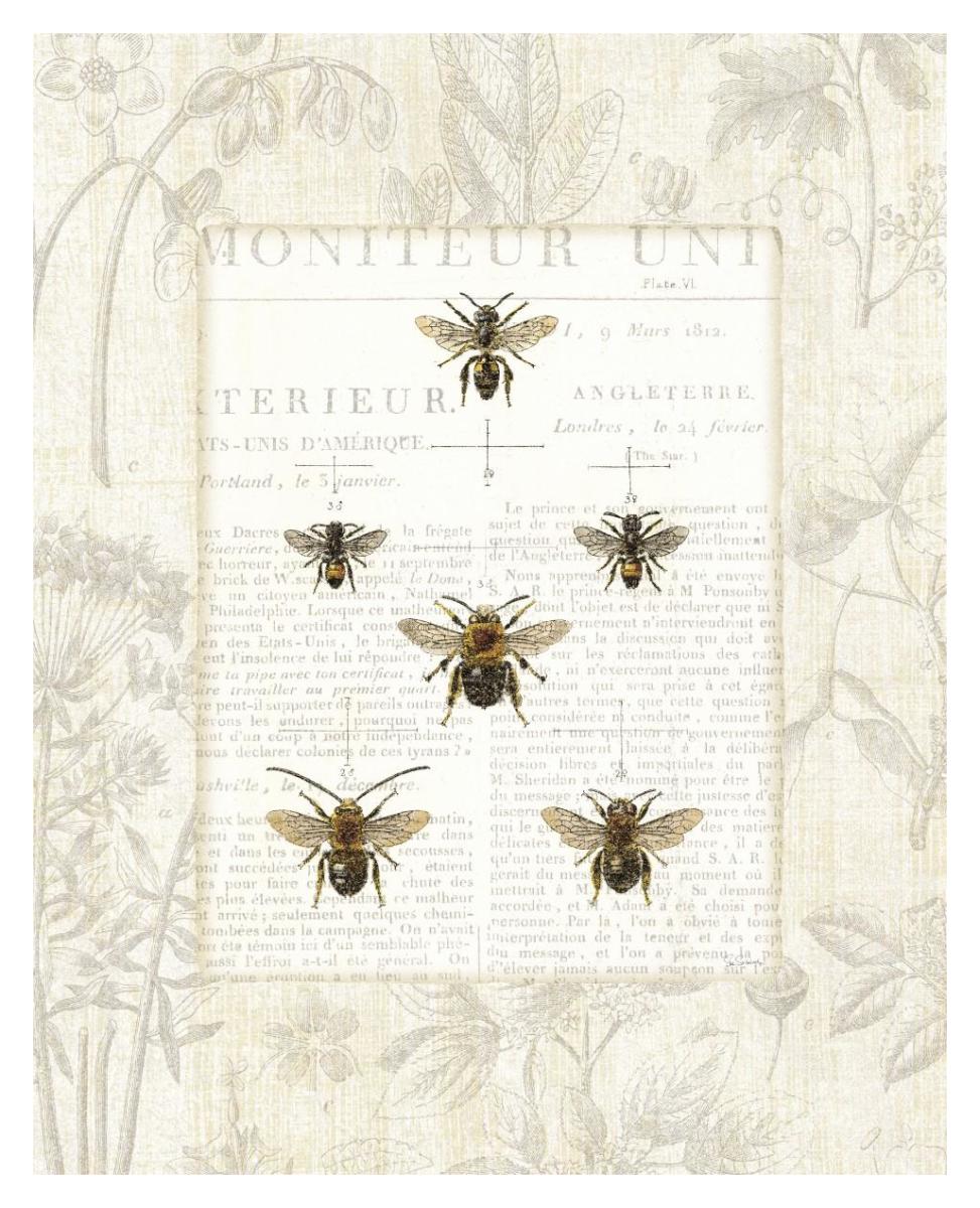 Bee Botanical -Paper Art-30"x37"