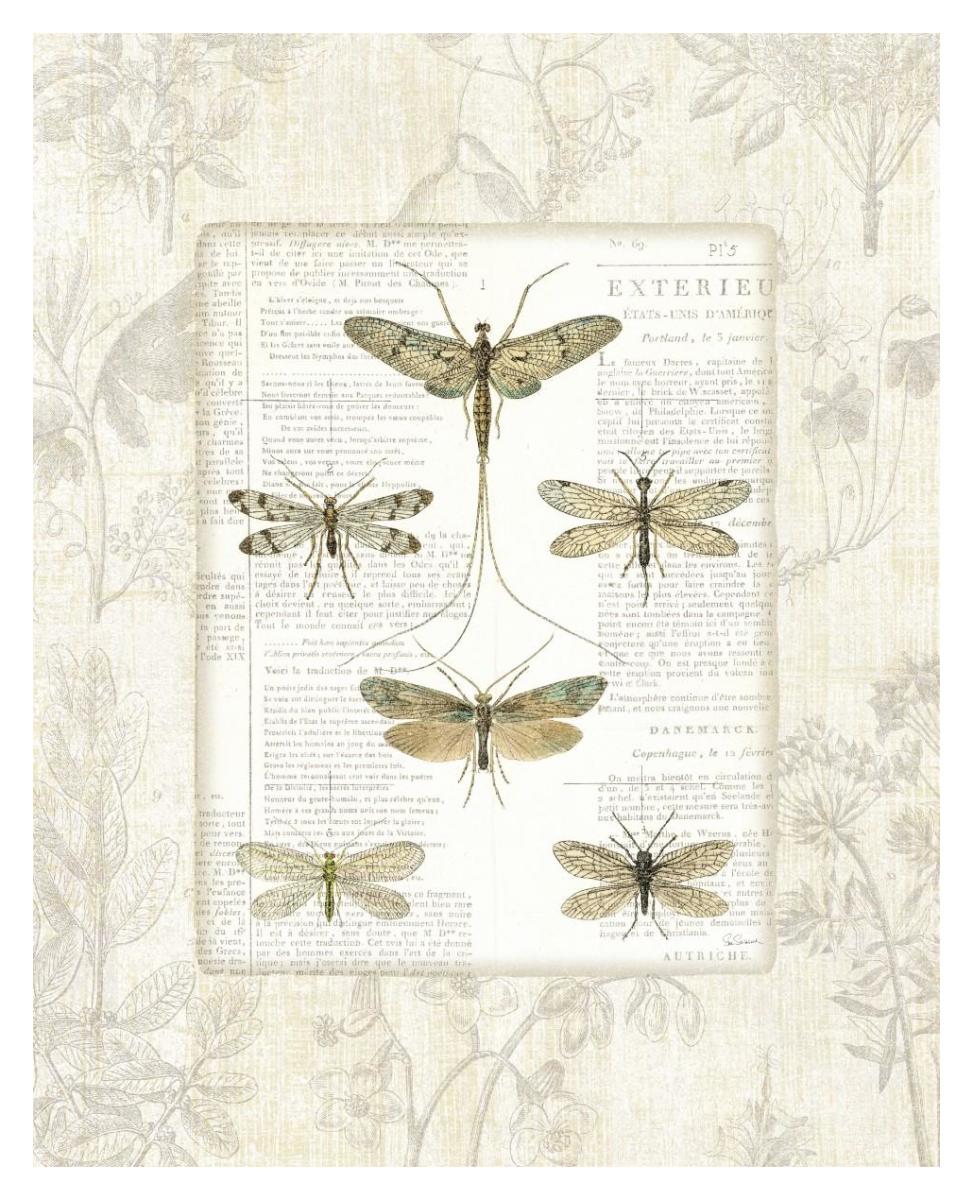 Dragonfly Botanical -Paper Art-30"x37"