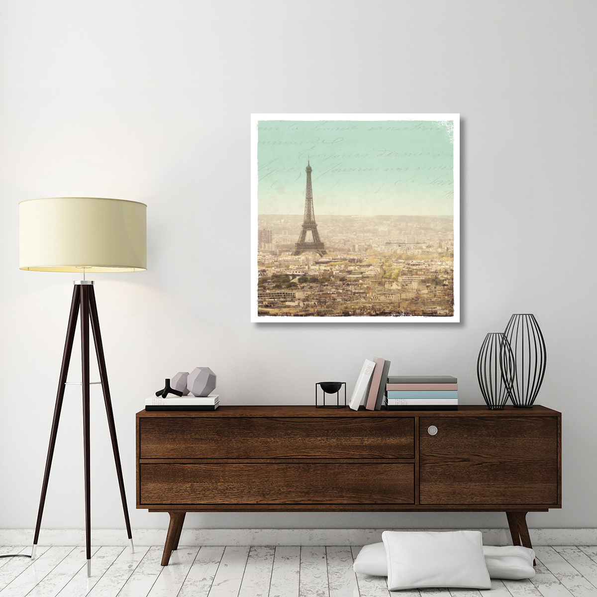 Eiffel Landscape Letter Blue II -Paper Art-42&quotx42"