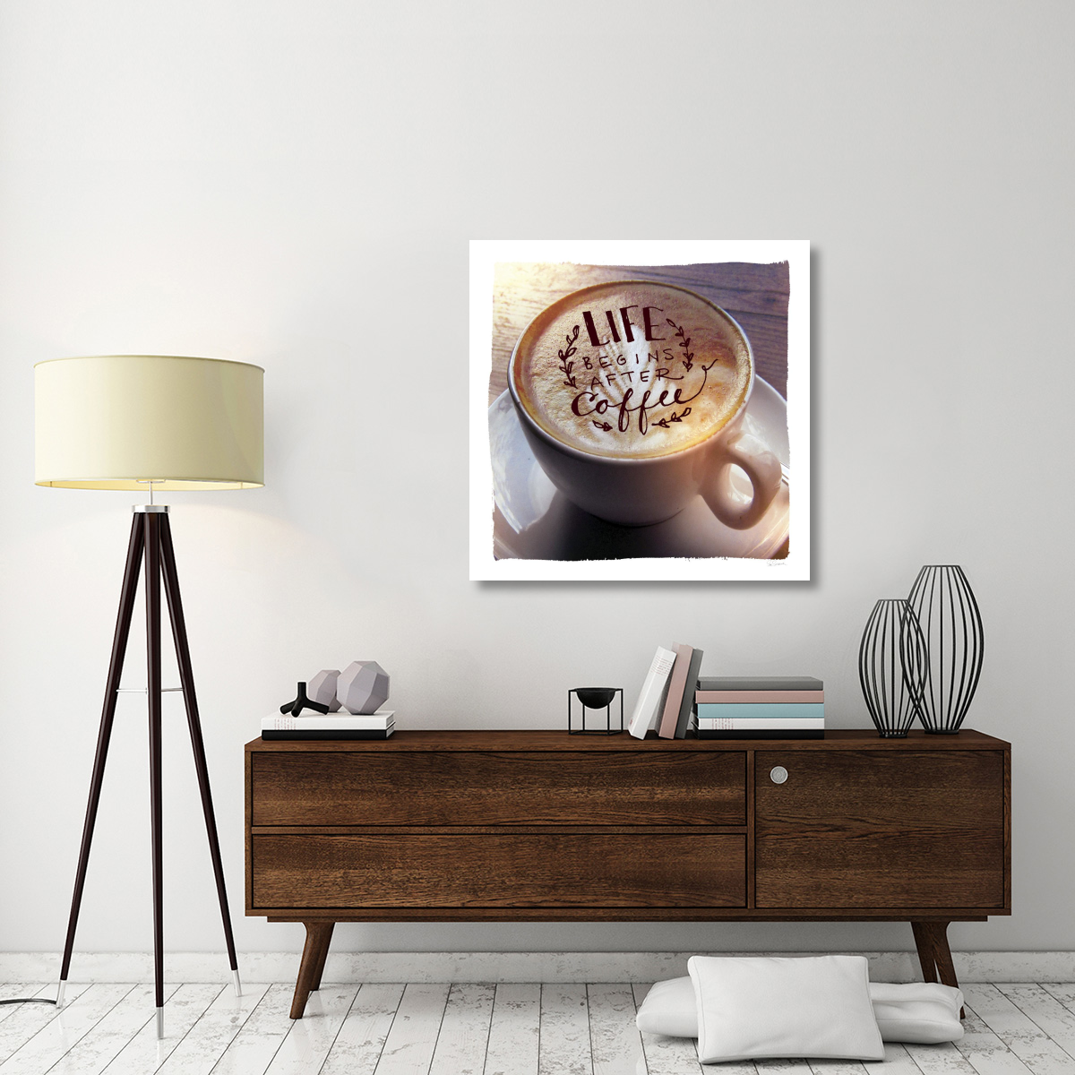 Life Begins After Coffee -Paper Art-38&quotx38"