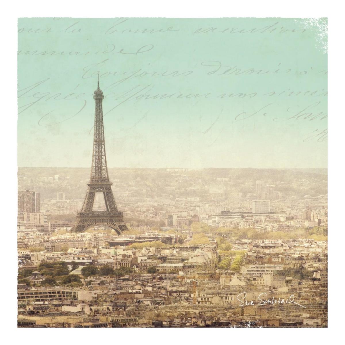 Eiffel Landscape Letter Blue II -Paper Art-20"x20"