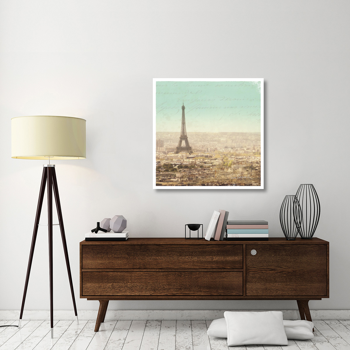 Eiffel Landscape Letter Blue II -Paper Art-38&quotx38"