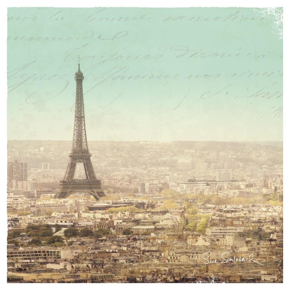 Eiffel Landscape Letter Blue II -Paper Art-42"x42"