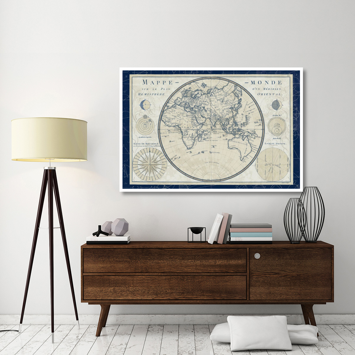 Plan de Meridien Blue Border -Paper Art-62&quotx42"