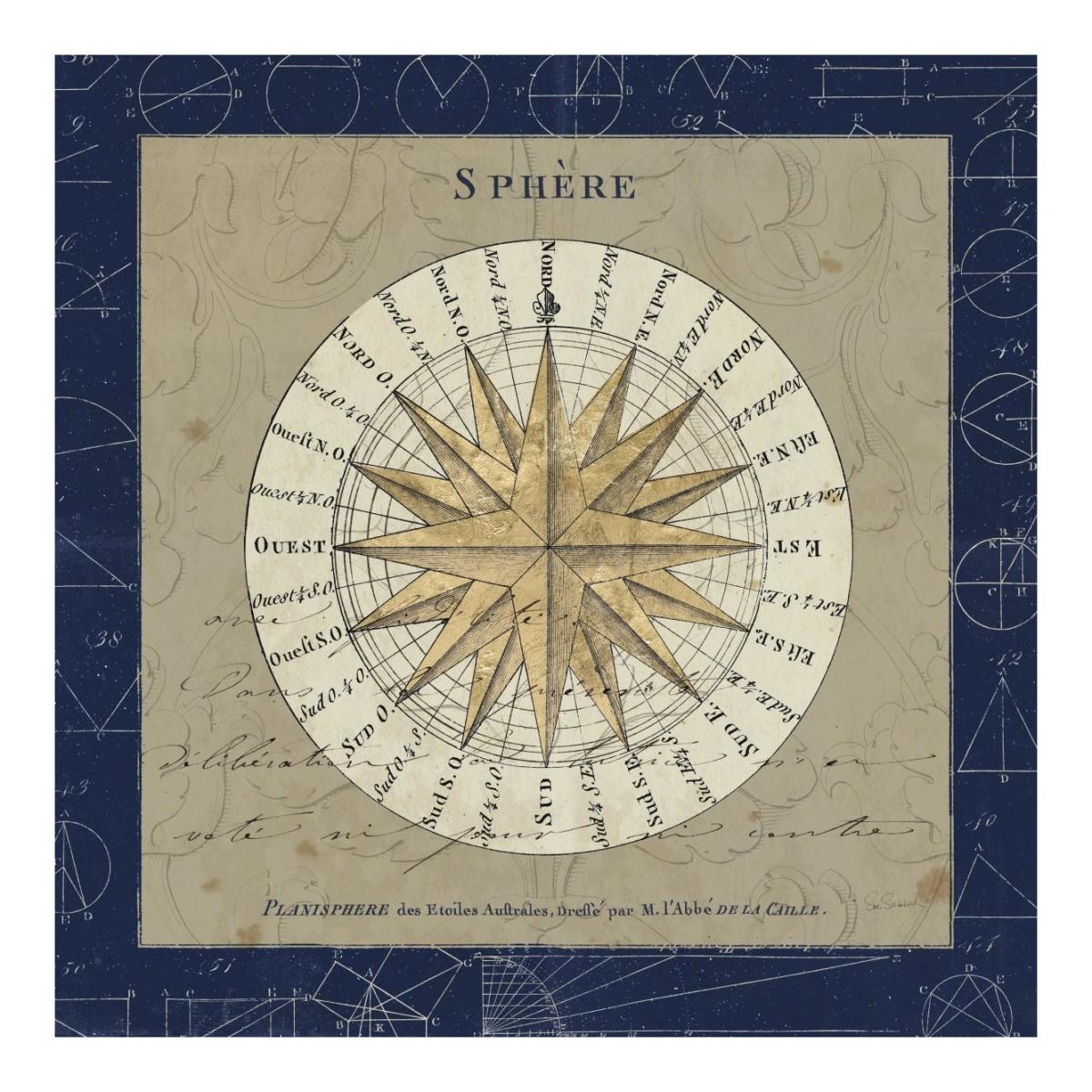 Sphere Compass Blue -Paper Art-20"x20"