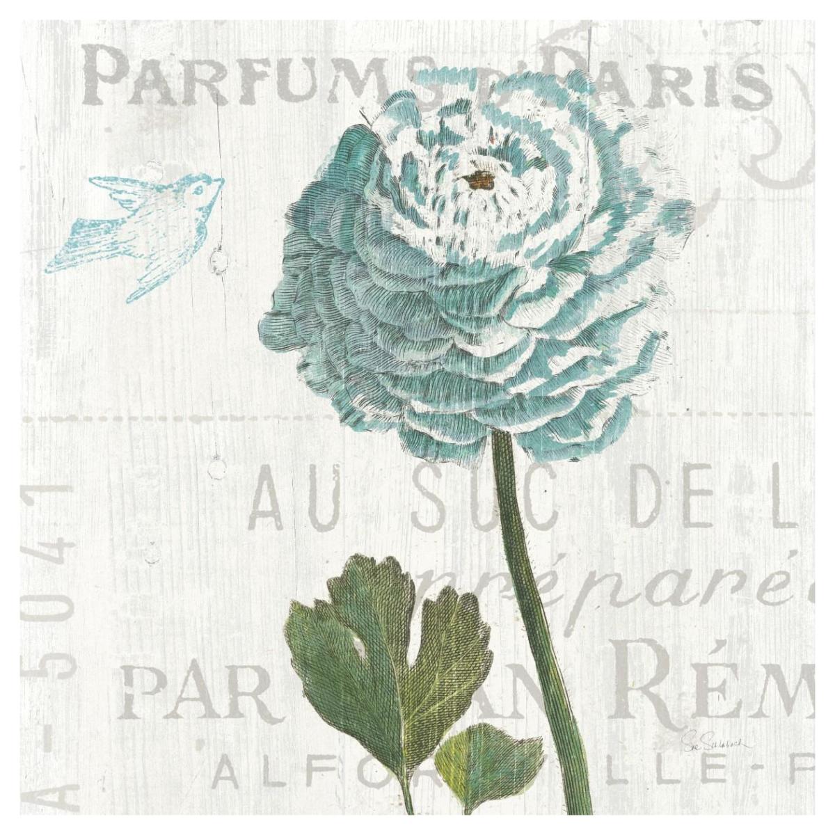 Floral Messages on Wood II Blue -Paper Art-42"x42"