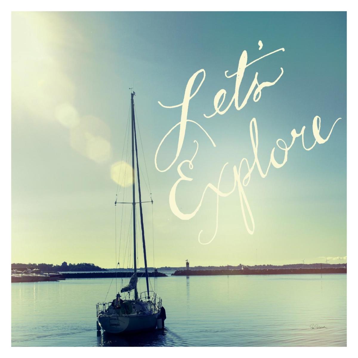 Coastline Sailboat Explore v -Paper Art-32"x32"