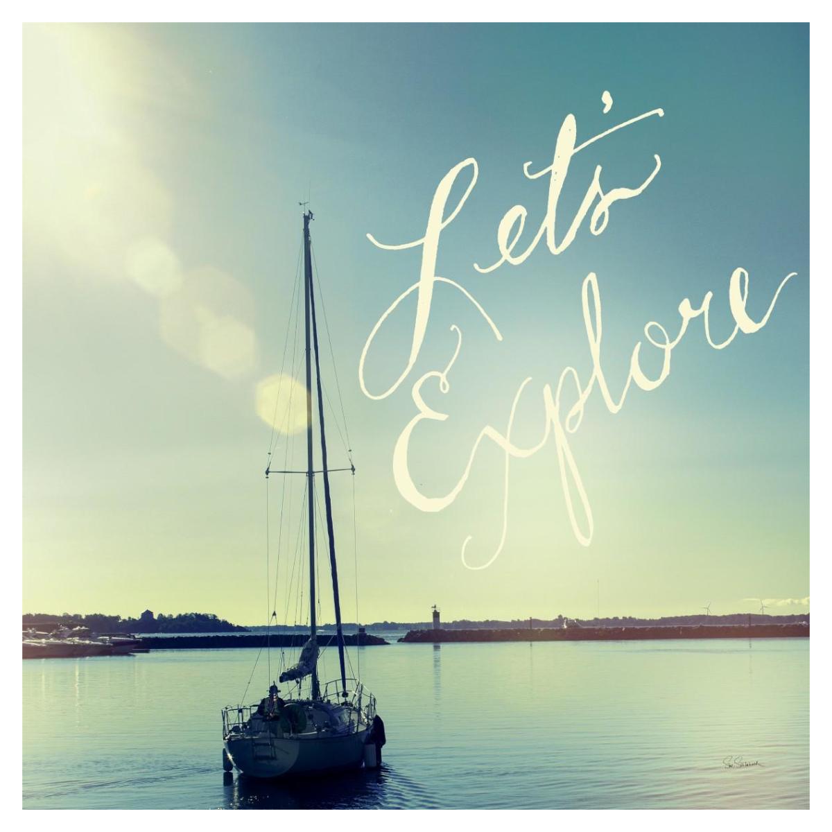 Coastline Sailboat Explore v -Paper Art-38"x38"
