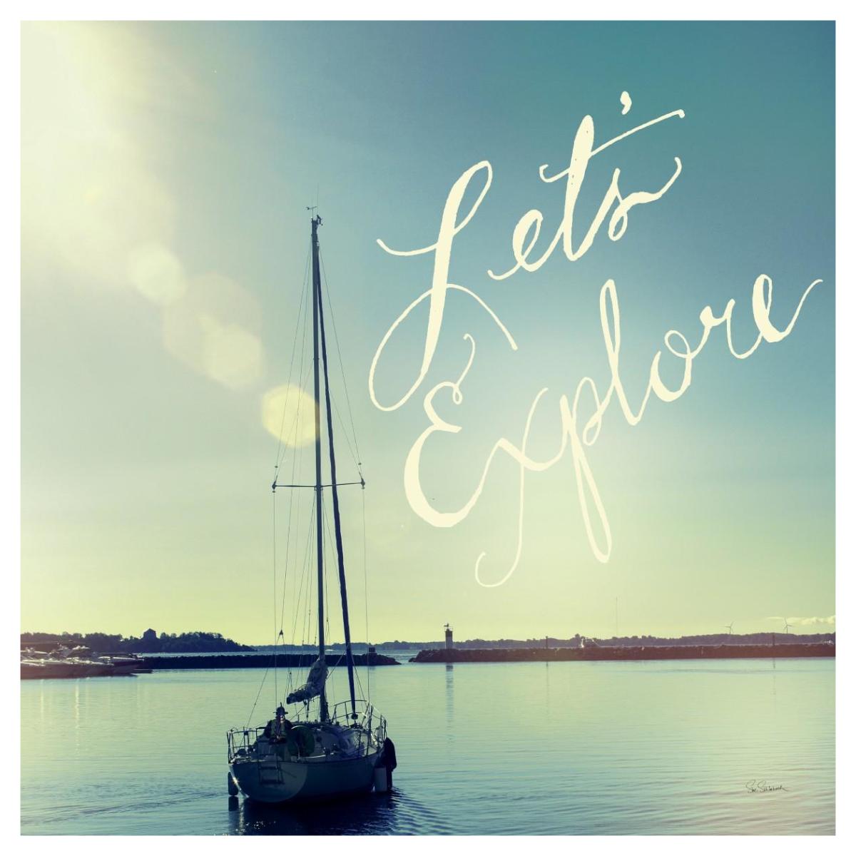 Coastline Sailboat Explore v -Paper Art-42"x42"