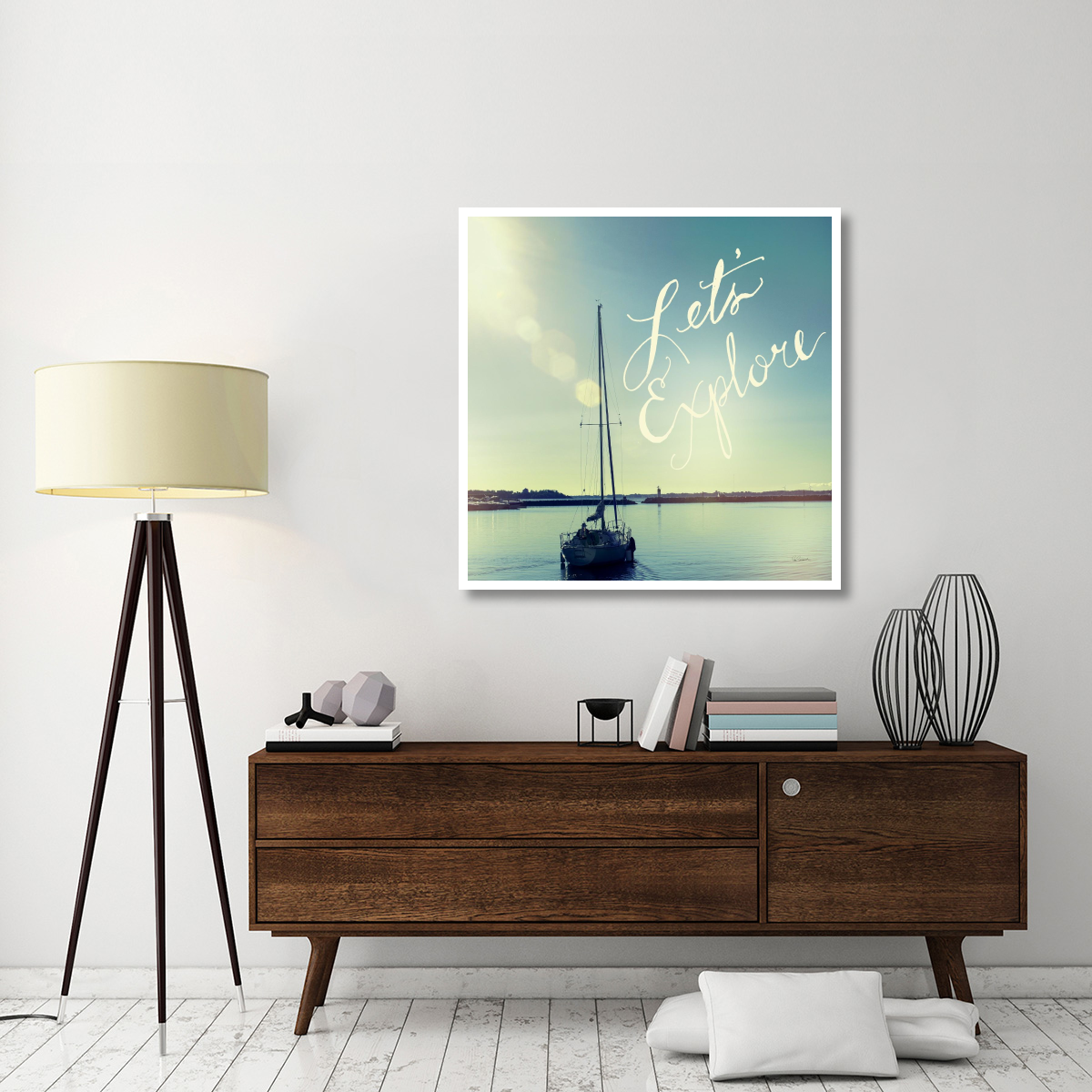 Coastline Sailboat Explore v -Paper Art-42&quotx42"