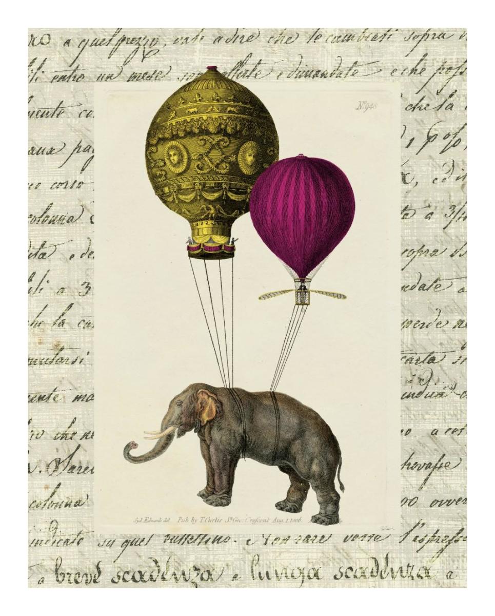 Elephant Ride II v -Paper Art-18"x22"