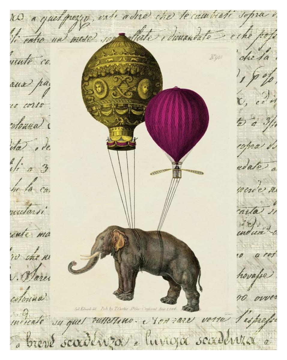 Elephant Ride II v -Paper Art-30"x37"