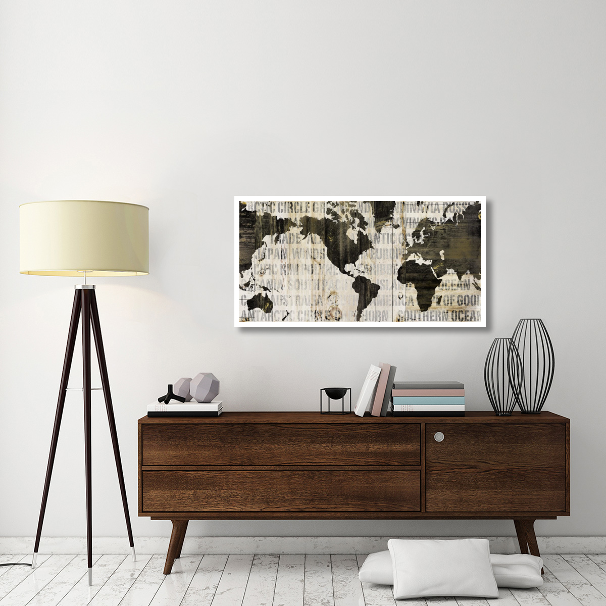 Crate World Map Neutral -Paper Art-50&quotx26"