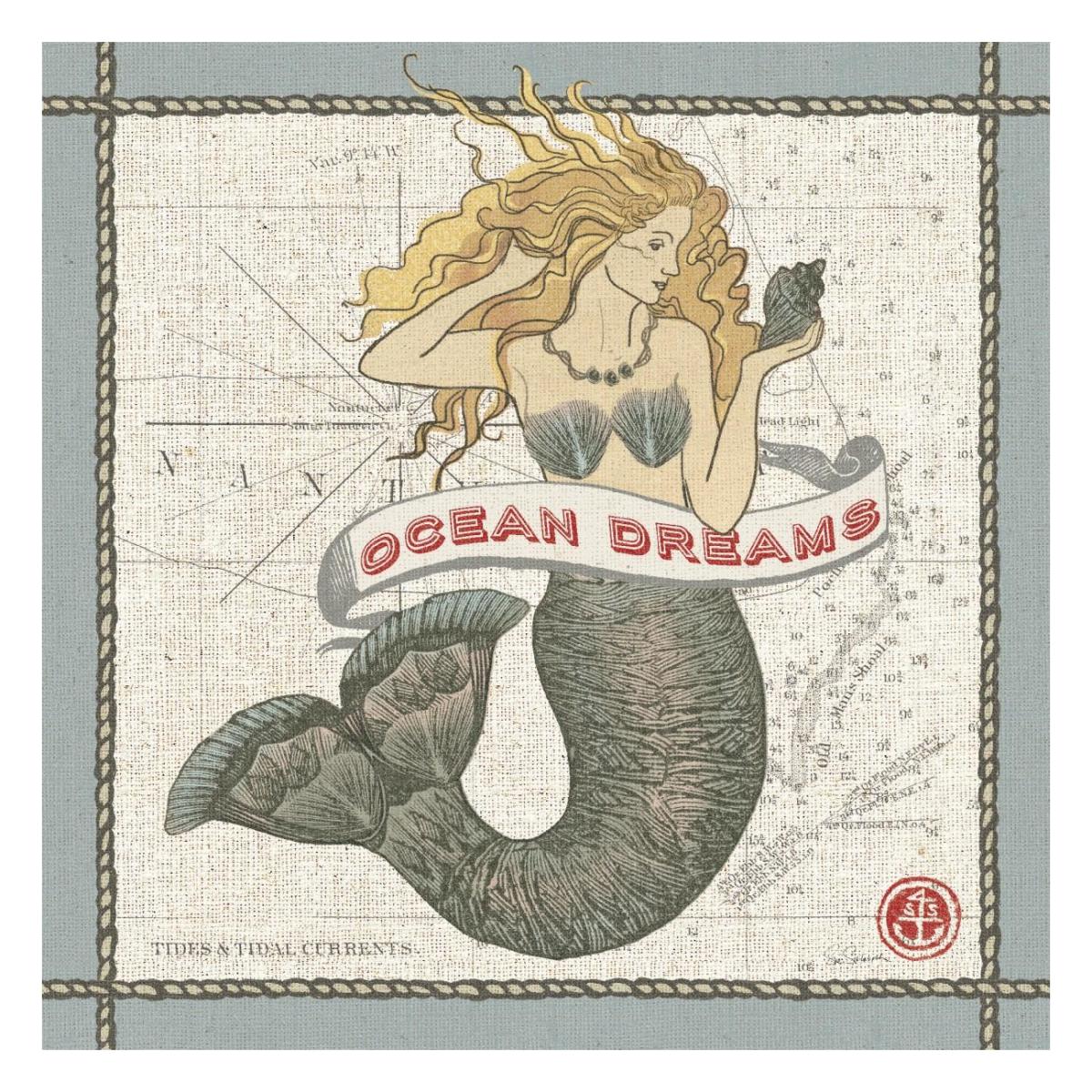 Drift Away Mermaid -Paper Art-26"x26"