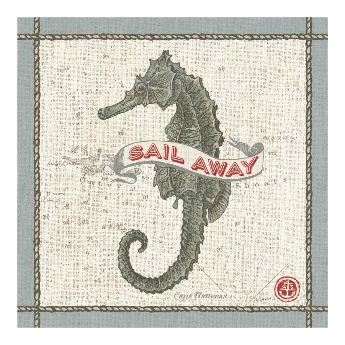 Drift Away Seahorse -Paper Art-20"x20"