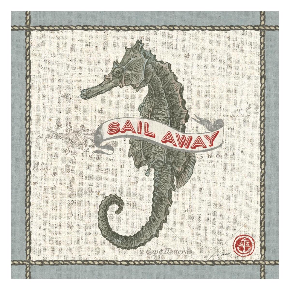 Drift Away Seahorse -Paper Art-26"x26"