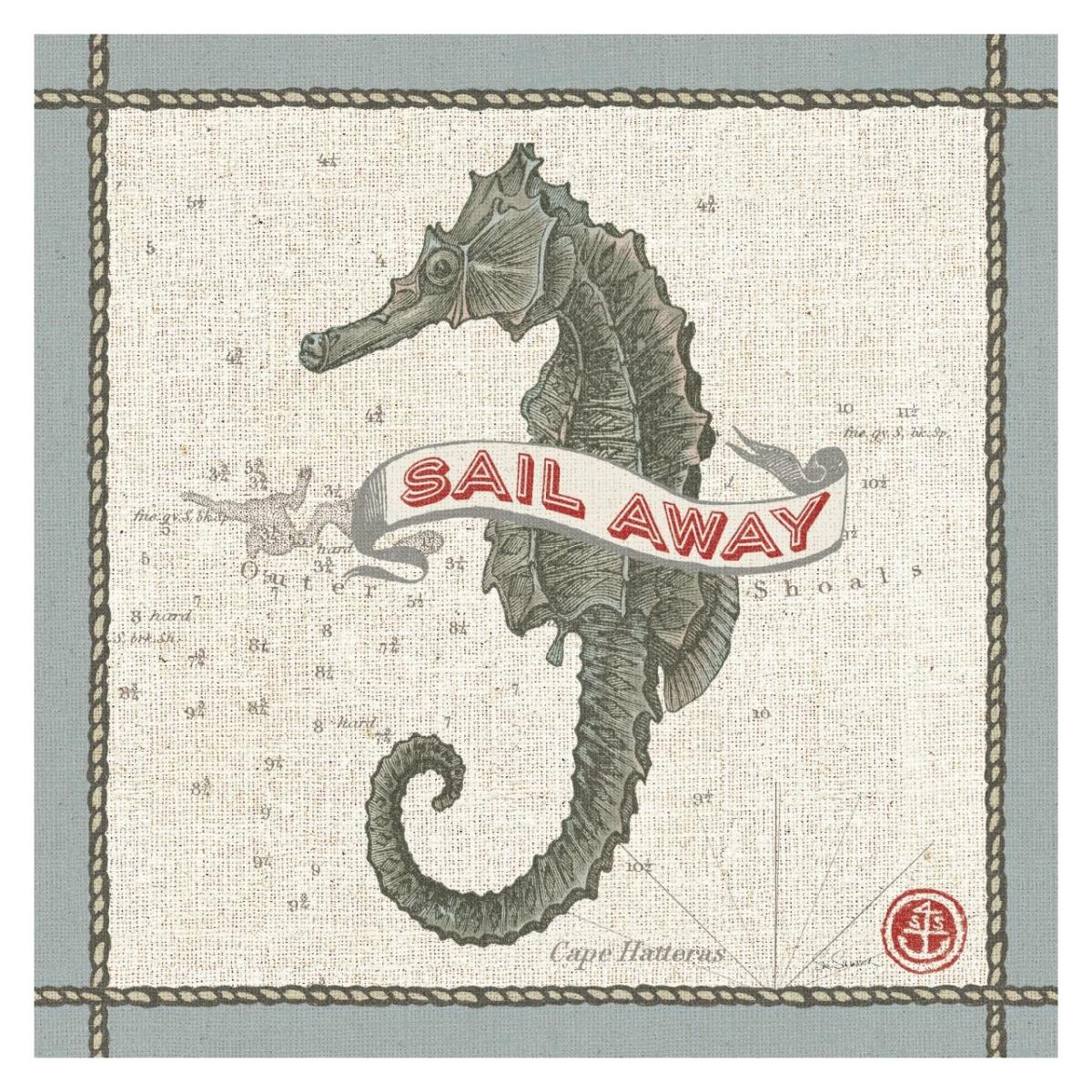 Drift Away Seahorse -Paper Art-32"x32"