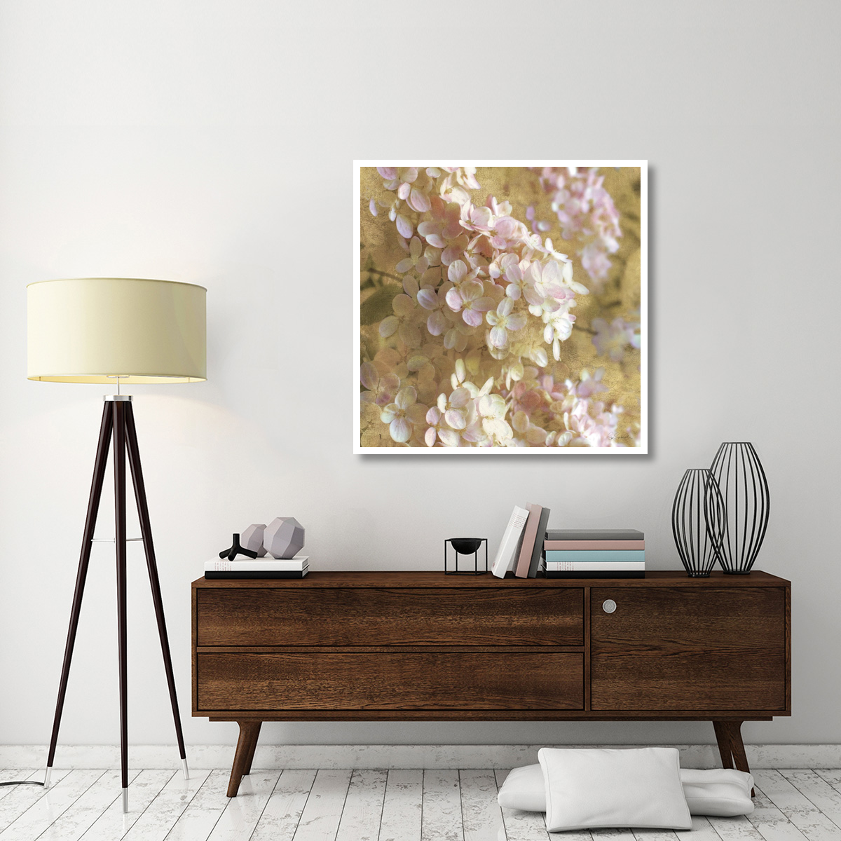 Gilded Hydrangea I -Paper Art-42&quotx42"