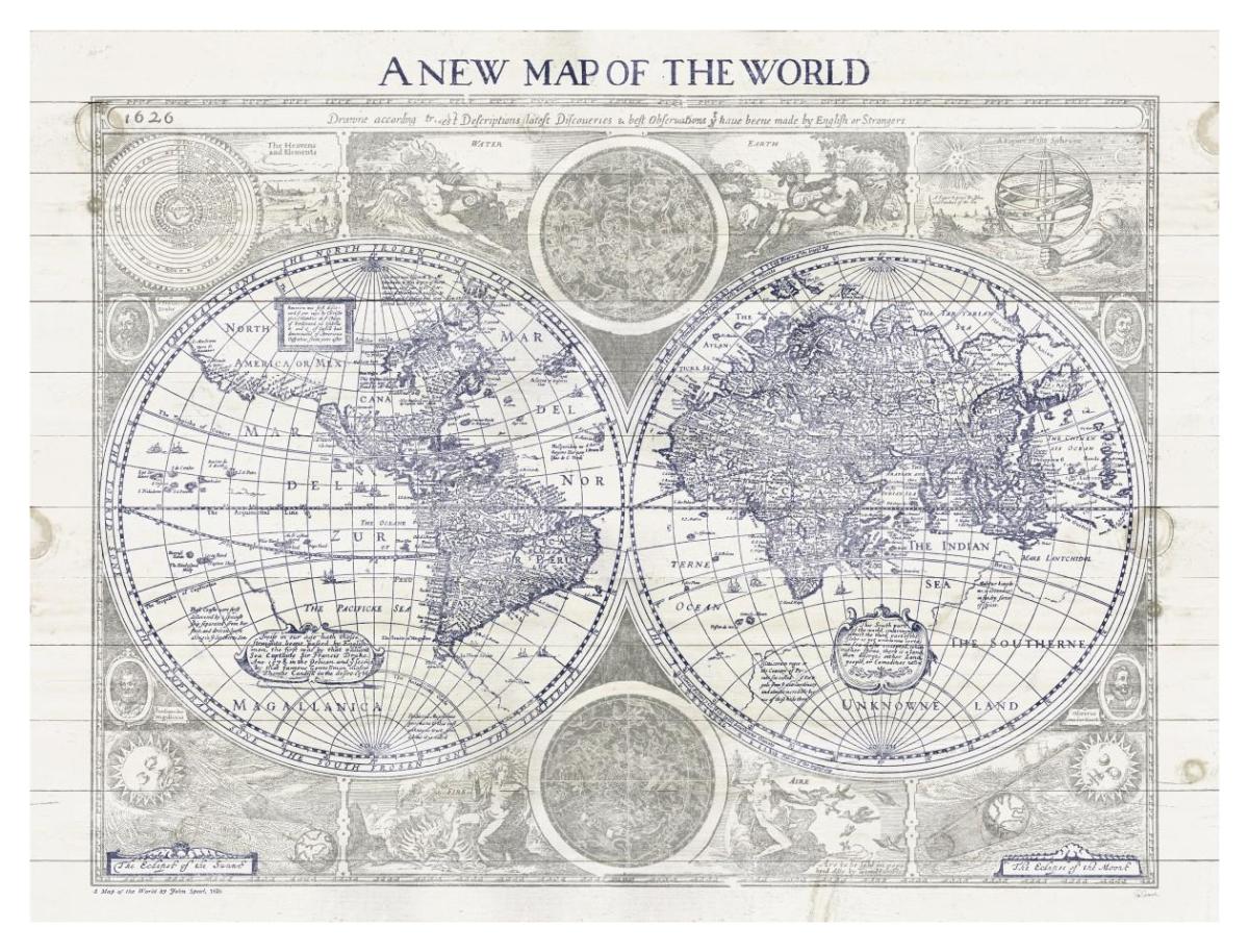 A New Map of the World -Paper Art-42"x32"