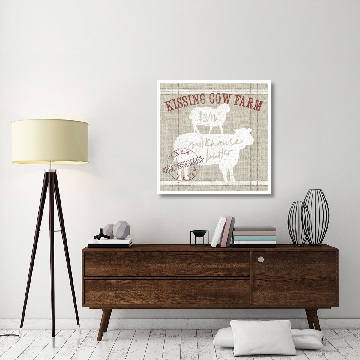 Farm Linen Cow -Paper Art-38&quotx38"
