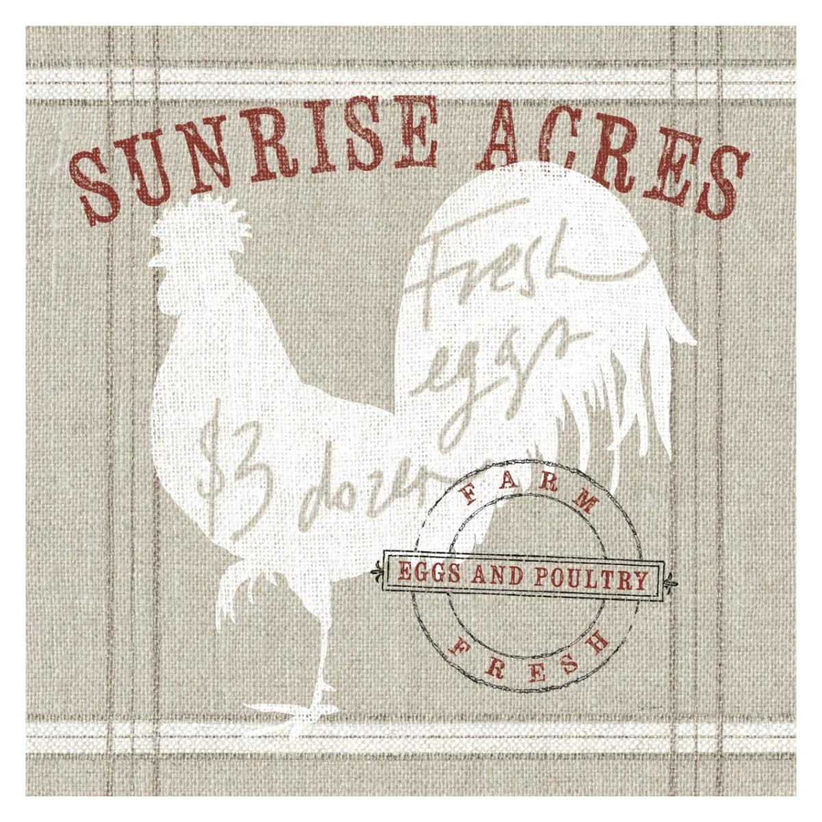 Farm Linen Rooster -Paper Art-32"x32"