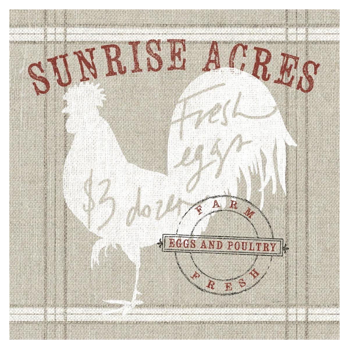 Farm Linen Rooster -Paper Art-38"x38"