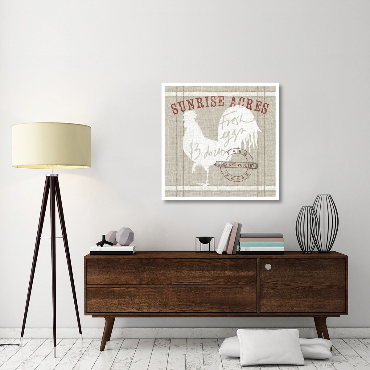 Farm Linen Rooster -Paper Art-38&quotx38"
